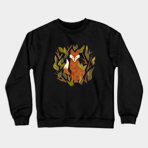 Shy Woodland Fox Crewneck Sweatshirt by Renea L Thull